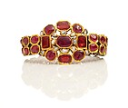 Bracelet, Gold; set with rubies and diamonds; enamel on reverse